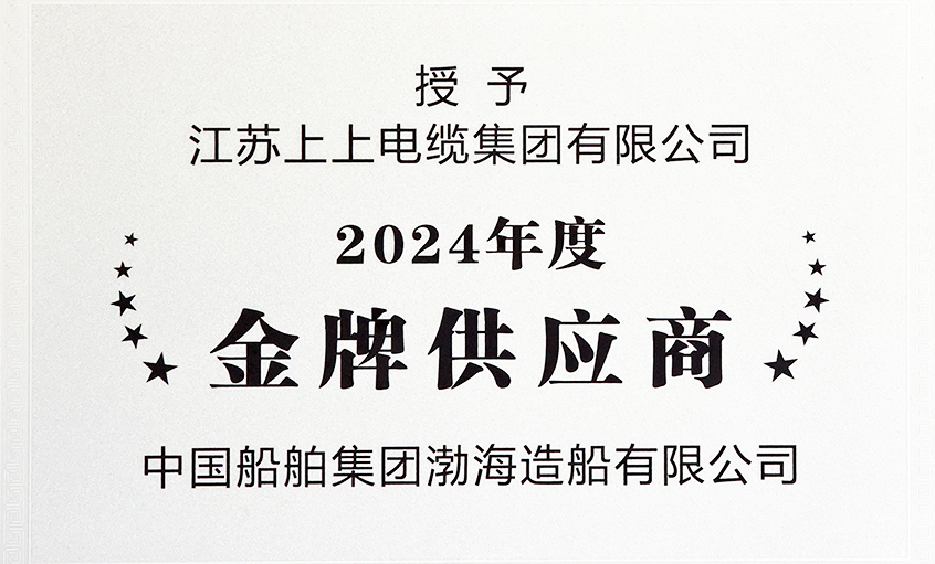 上上電纜榮獲渤海造船2024年度“金牌供應(yīng)商”